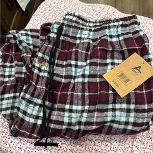 Zone  Burgundy and Black Plaid sleep pants with pocket